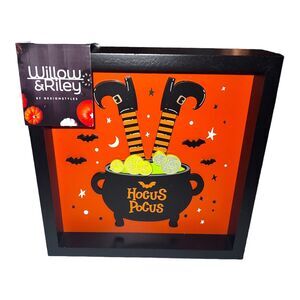 Willow & Riley Hocus Pocus Cauldron w Witch Legs Inside Halloween Framed Plaque
